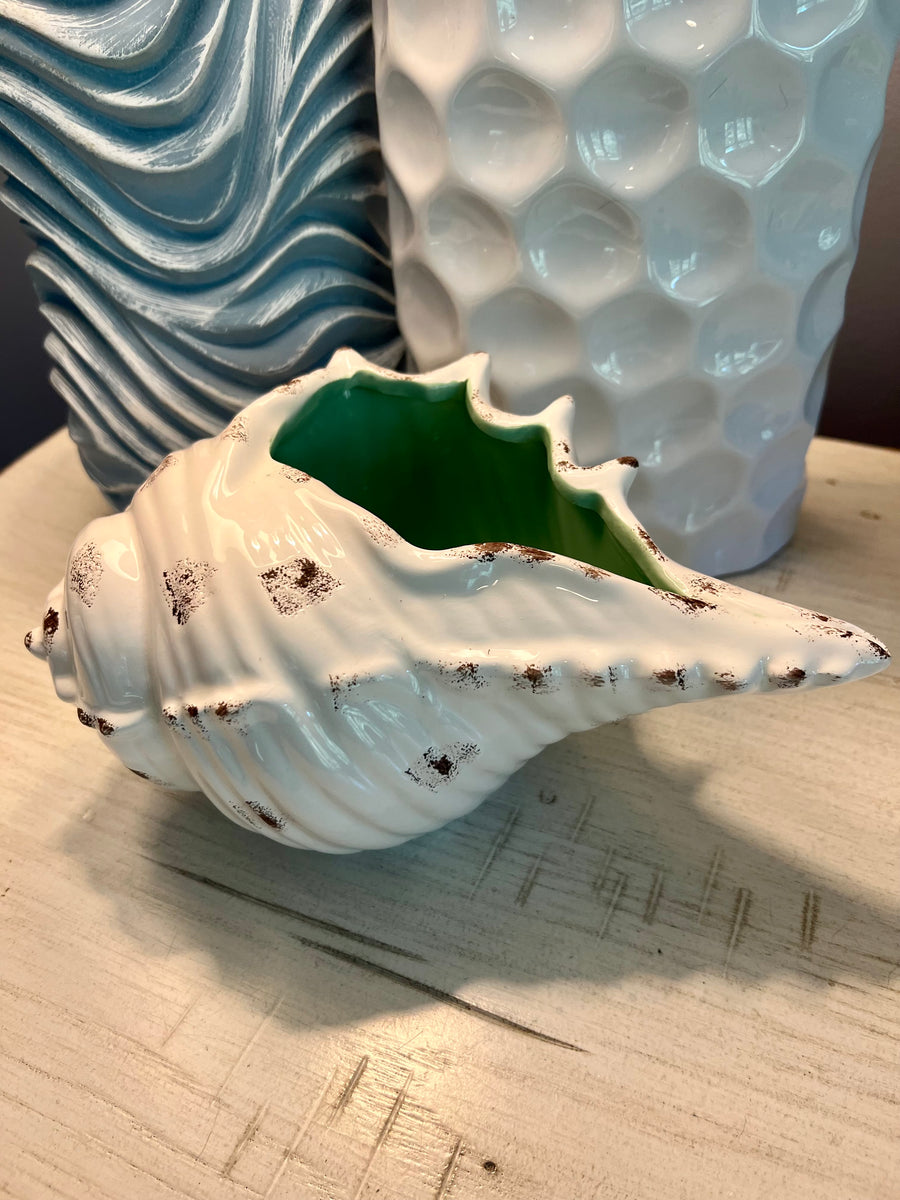 Sea Shell Planter, Ceramic Conch Planter, Vintage Faux Succulent Cornucopia  Shell, Large Shell Planter W Pedestal, Art Deco Decor, Planters -   Canada