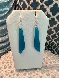NEW!! Teal Cultured Sea Glass Earrings