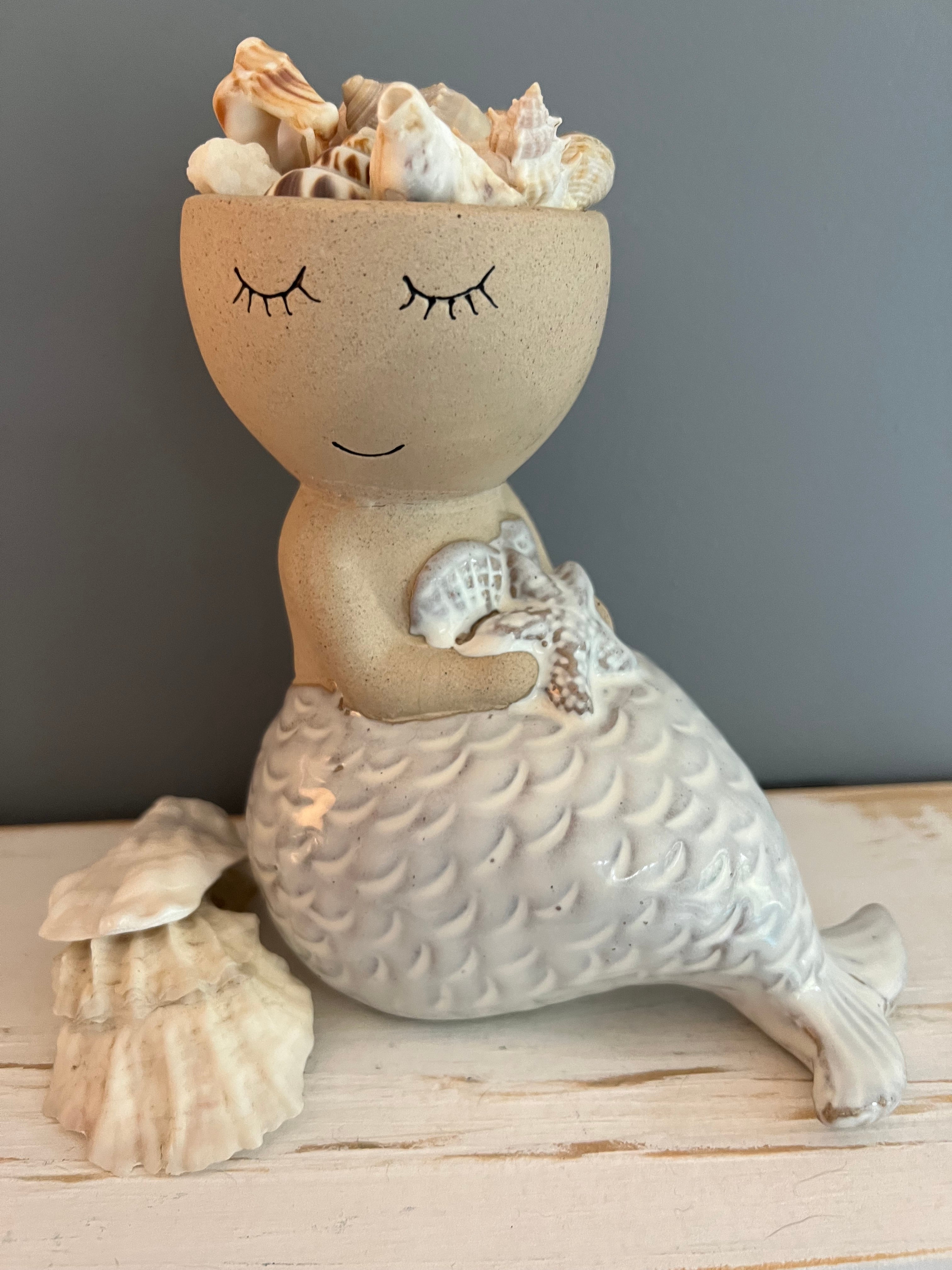 Mermaid Cachepot With Seashells