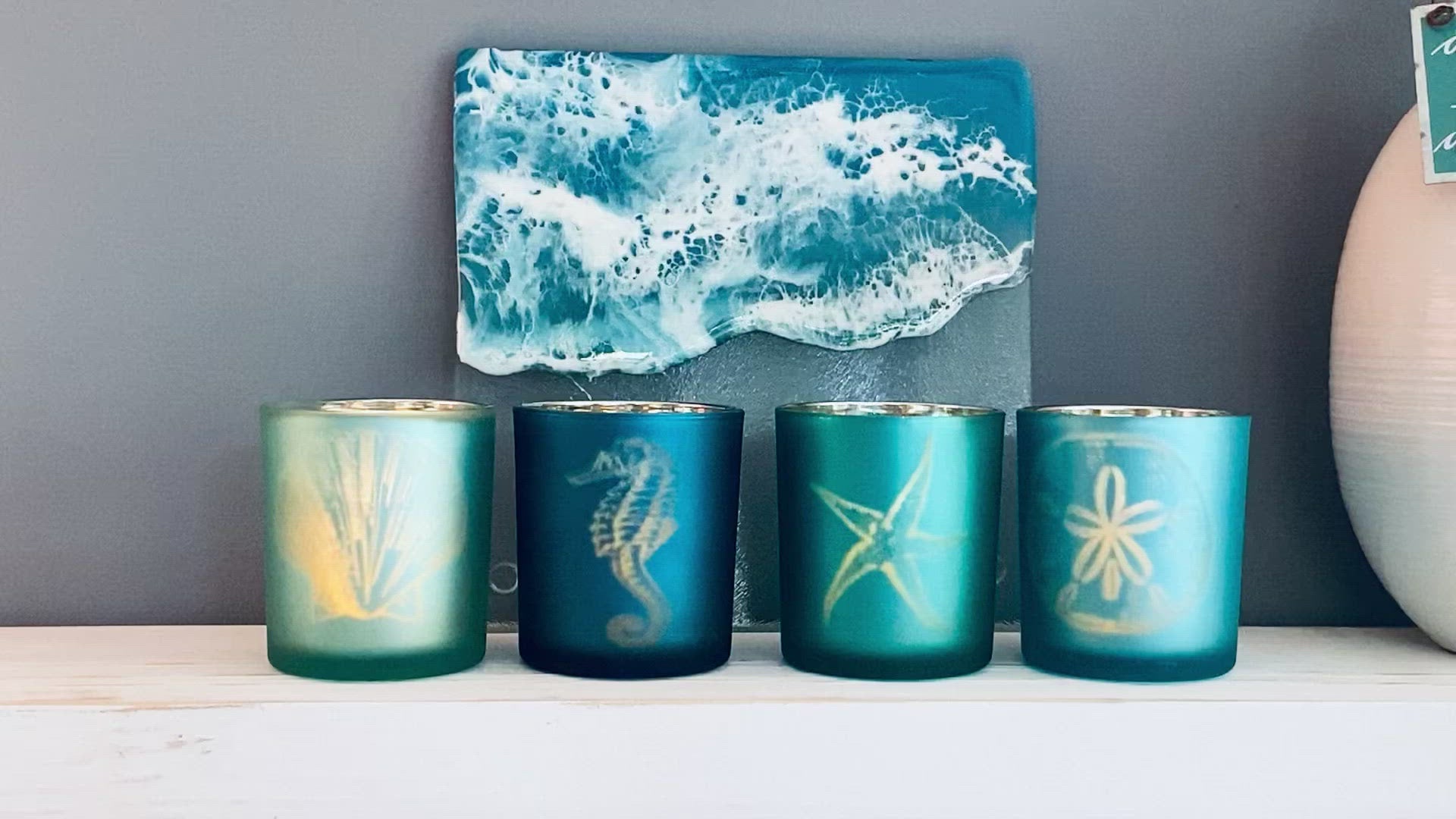 Ocean Blues Votive and Flameless Candle
