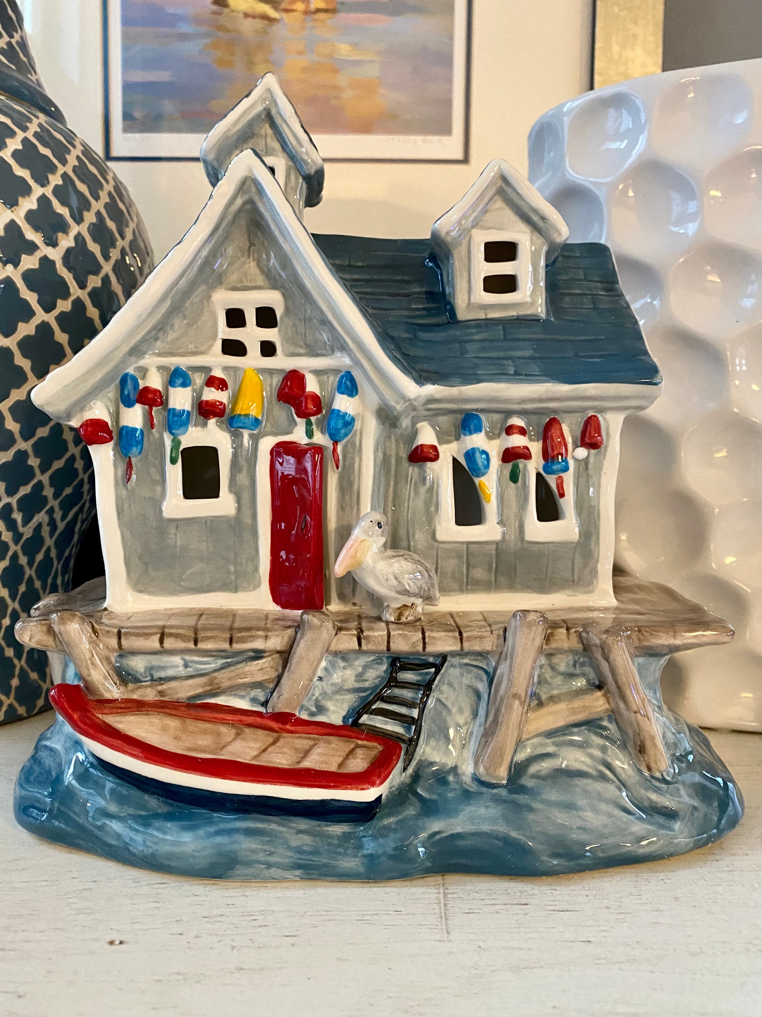 Nautical Boat House with Flameless Flickering Candle