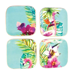 Flamingo Appetizer Plates - Set of 4- CLEARANCE!