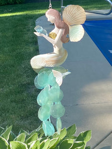 Mermaid Angel Windchime with Capiz Shells
