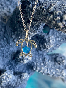 Hawaiian Sea Turtle and Sea Glass Necklace