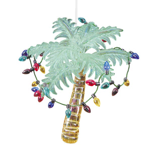 Holiday Palm Tree Glass Ornament