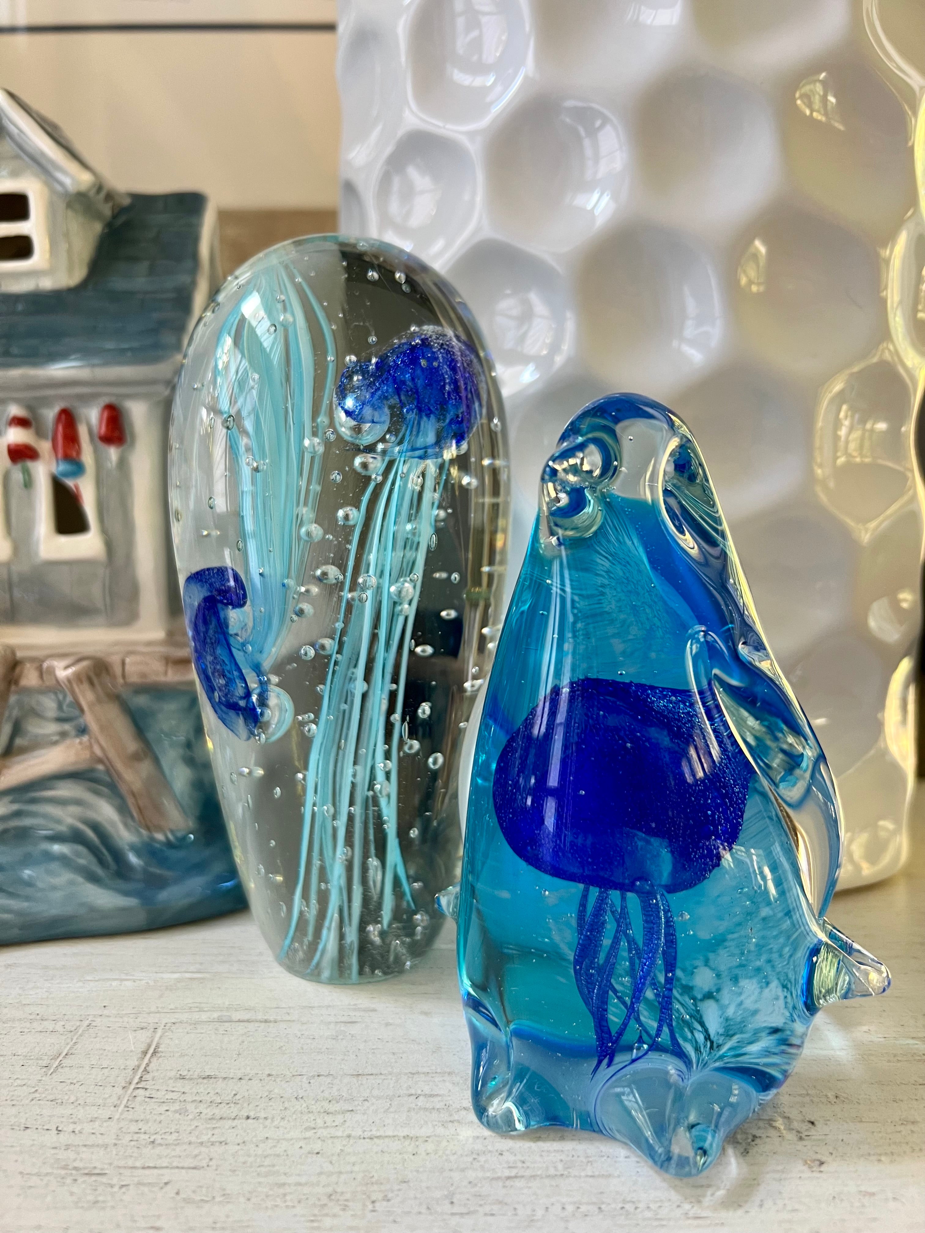 Blue Penguin Glass Art Collectible