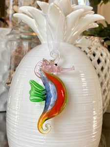 Citrus Seahorse Glass Ornament