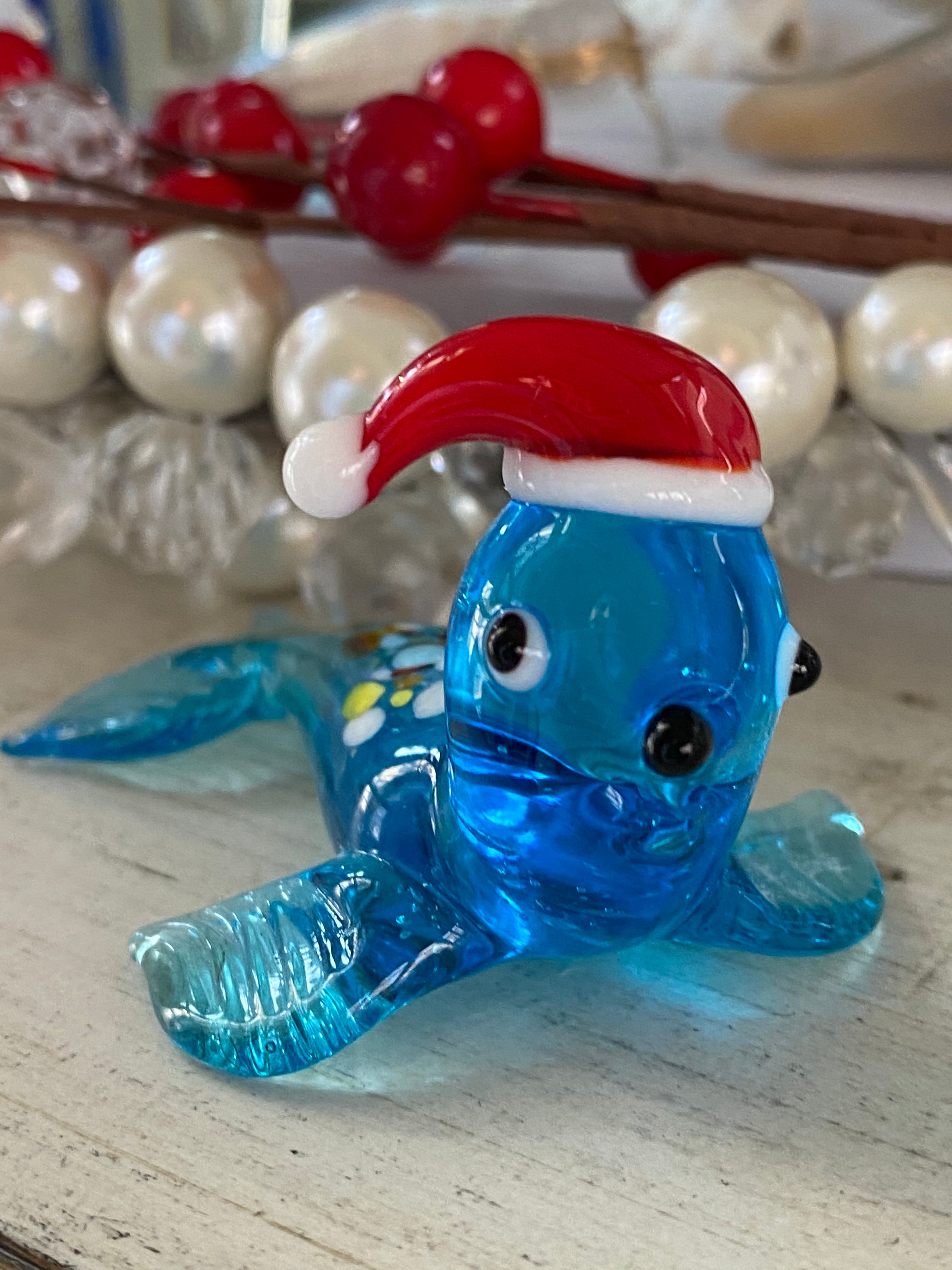 Santa Seal Glass Mini Figurine