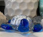 Load image into Gallery viewer, Blue and White Glass Turtle Collectible
