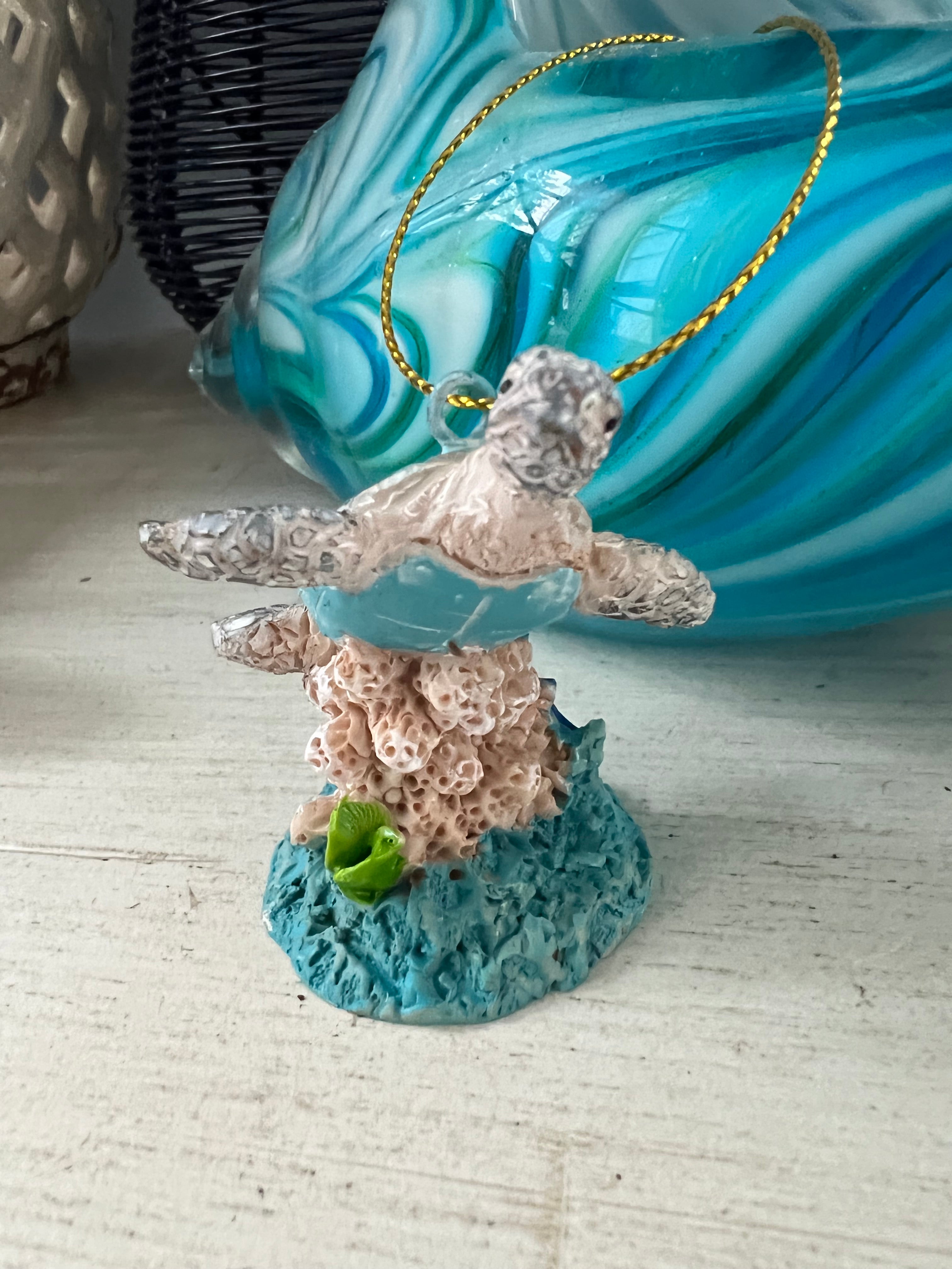 Sea Turtle on Coral Ornament