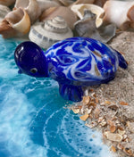Load image into Gallery viewer, Mini Blue Swirl Turtle Glass Figurine
