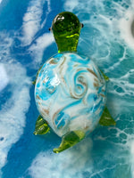 Load image into Gallery viewer, Mini Turquoise Swirl Turtle Glass Figurine
