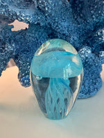 Load image into Gallery viewer, Mini Light Blue Jellyfish Glass Art
