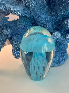 Mini Light Blue Jellyfish Glass Art
