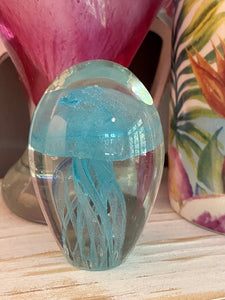 Mini Light Blue Jellyfish Glass Art